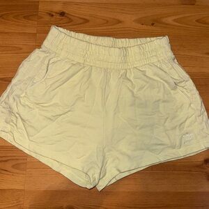 Yellow high waisted adidas shorts